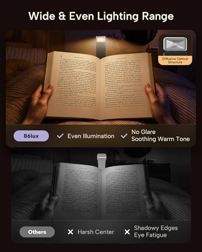 86lux Leselampe Buch Klemme，Wiederaufladbare Buchlampe zum Lesen im Bett – Ansicht 2
