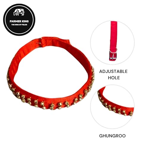 Image of Farmer King MAT Cow /Buffalo /Bull /Horse Ghungroo Neck Belt, Rock Strong Collar, Ghungroo Patta, 1 Meter A