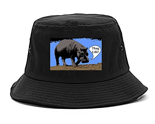 Kings Of NY Cool Hippo Thug Life Funny Mens Bucket Hat Black
