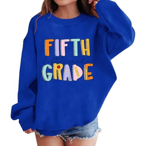 Girl's Back to School Cute Graphic Sweatshirt Preppy Letter Print Long Sleeve Crewneck Pullover Casual Tops