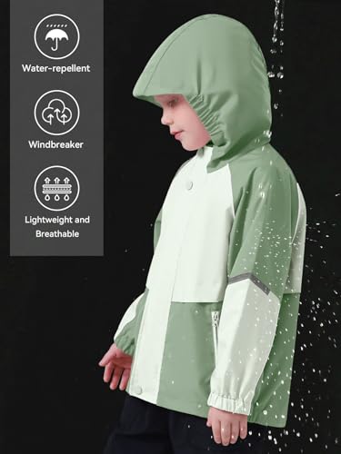 Image of Miipat Toddler Girls Rain Jacket Lightweight Waterproof Hooded Jackets Little Kids Windbreaker Outerwear Raincoats