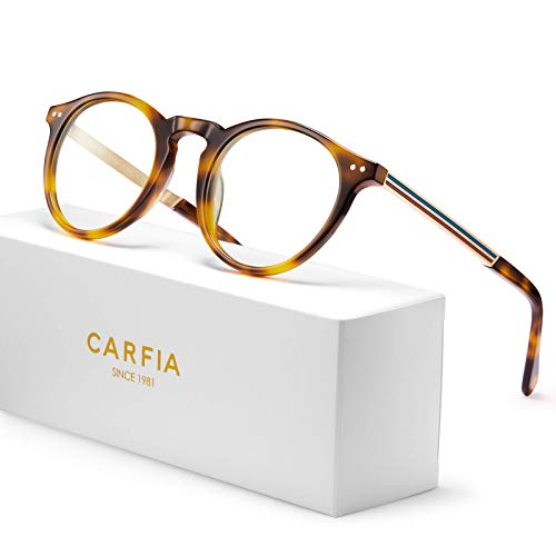Image of CARFIA Acetate Round Blue Light Blocking Glasses for Women Anti Eye Eyestrain Computer Gaming Glasses CA5373NF