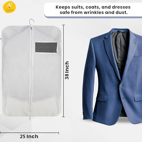 Image of Cotton Suit & Coat Cover for Men with Zipper - Dustproof, Breathable Garment Bag for Suit, Blazer & Jacket Storage - Wardrobe Organizer, Foldable, Durable Fabric (3)