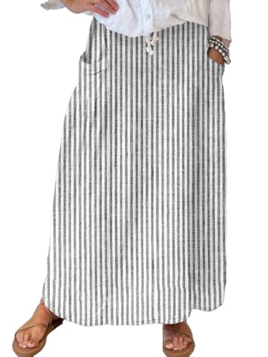 chouyatou Women's Vertical Striped High Waist Maxi...