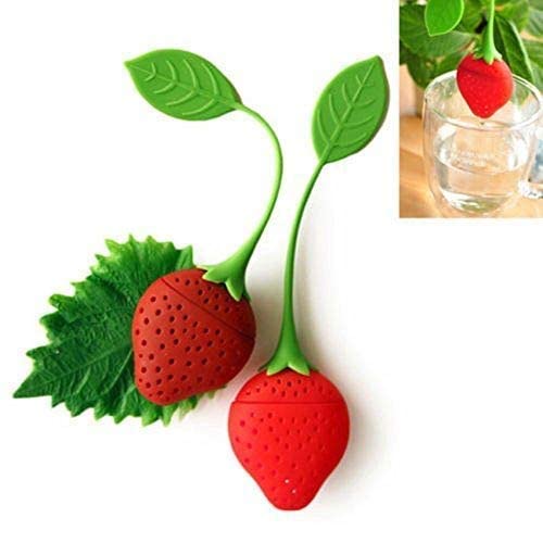 AUXA Strawberry Looseleaf Green Tea Infusers Diffuser Strainer Mesh Cup Filter 1pc (Strawberry Tea Infuser)