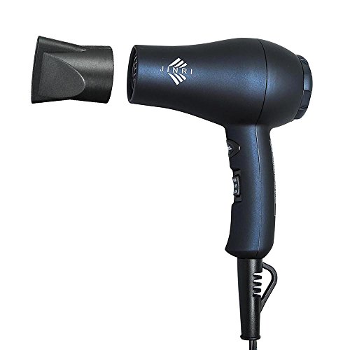 Jinri 1000W Professional Mini Beauty Small Ionic Ceramic Concentrator Nozzle Hair Dryer Lightweight with Cool Button Travel Black Blow Dryers (B)