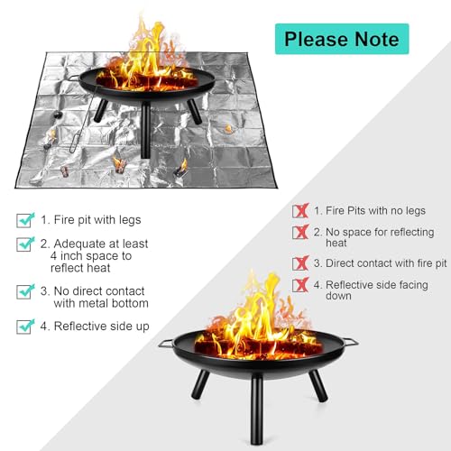 Fire Pit Mat, 39*39Inch Fireproof Mat, Outdoor Fire Pit Mat, Collapsible Firepit, Square Fireproof Mat Grill Mat - Image 4