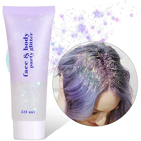 AOOWU Body Glitter Gel, 50ml Holographic Mermaid Sequins Glitter Chunky Cosmetic Glitter Face and Body Gel, Sparkling Festival Party Lotion Glitter for Face Body Eye Hair Nail Makeup and DIY Art Cover