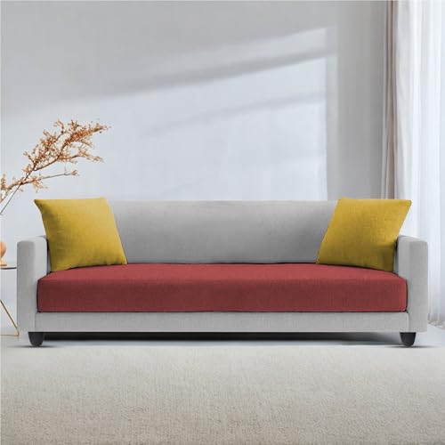 Image of Casaliving Dominic 3 Seater Sofa Set for Living Room (Maroon Grey Fabric) Premium Fabric Sofa