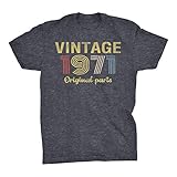 50th Birthday Gift T-Shirt - Retro Birthday - Vintage 1970 Original Parts - 001-Dk. Heather-Md