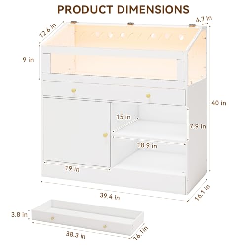 Hamster Cage with Storage Cabinet Small Animal Cage, Easy View Acrylic Panels, Large Habitat for Hamsters, Guinea Pigs, Rabbits, Hedgehogs - Thumbnail 7
