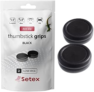 Setex Gecko Grip, Thumbstick Grip Covers, for PlayStation PS5, PS4, Xbox One, Switch Pro, Steam Deck, Anti-Slip Microstructured analog stick thumb Grips, (1 Pair) Black, Grip Covers Only