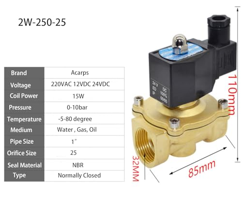 Vanne d'eau électrique 1-1/2 laiton normalement fermée 220V IP65 - 5