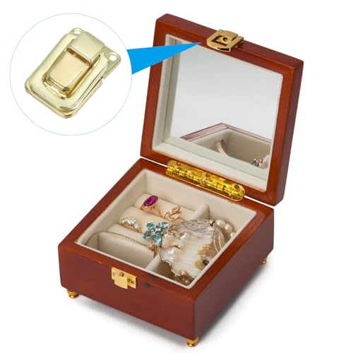Image of PATIKIL Toggle Catch Lock 1.4 inch x 0.9 inch, 18 Pack Metal Buckle Hasp Lock Latch Clasp for Jewelry Box Wooden Case Decoration, Light Gold