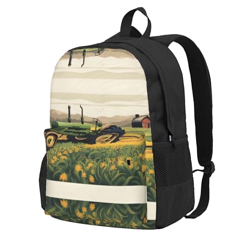 Tractor Farm Large Capacity Travel Backpack - Polyester Backpack,Multi-Functional Storage Bag