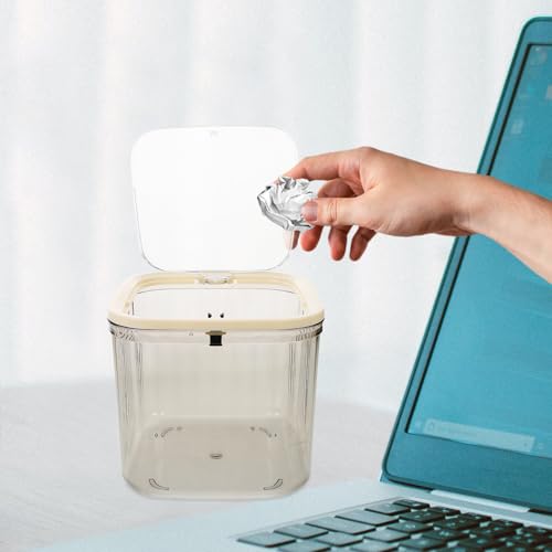 Bote de basura mini transparente de plástico con tapa miniatura 5