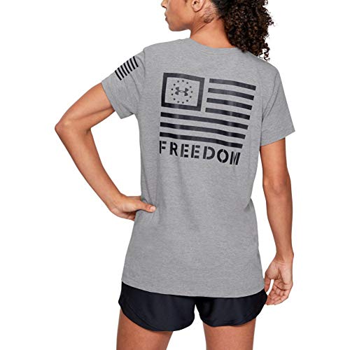 Under Armour Women's Freedom Banner Short-Sleeve T-Shirt , Steel Light Heather (035)/Black , Large