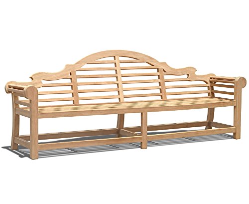 Jati 2.7m Lutyens-Style Teak Garden Bench - Grade-A Teak | 7-Seater | Lattice Backrest | Scrolled Arms | Delivered Ready-Assembled