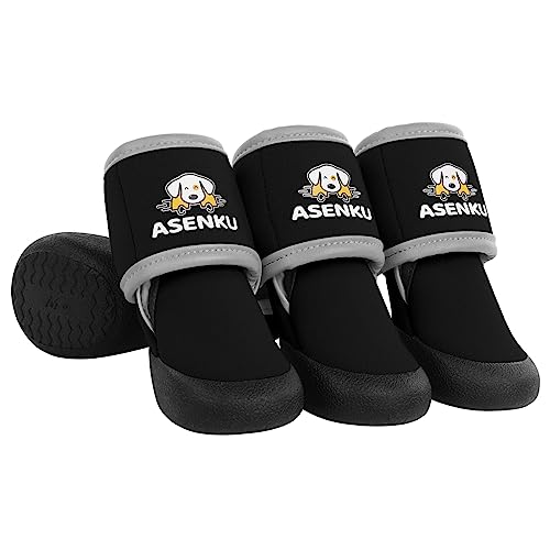 ASENKU Dog Shoes, Waterproof Dog Rain Boots for Wakling Hiking, Dog Botties for Summer Hot Pavement, Anti Slip Paw Protectors for Winter Snow for Small Medium Large Dogs
