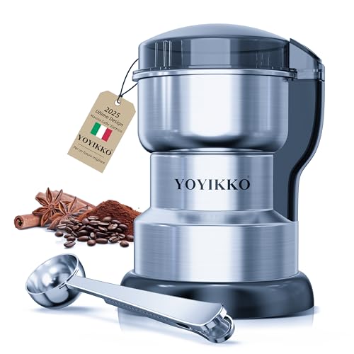 Macina Caffe' Elettrico 300W, Macinacaffè, Macinatura Regolabile Macina Caffe per Espresso/Gocciolamento/Versamento. Macinacaffè Per caffè, spezie e altri alimenti (Argento-238)