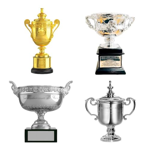 SUNIFA Mini Tennis Champions Trophy(4Pcs) 16cm/6.3in Men's Championship Trophies Collectibles Tennis Fan Gifts Souvenirs Home Display Decorations