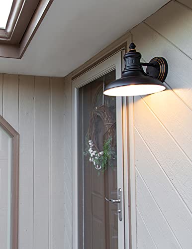 Image of Design House 516732 Monterey Industrial Modern 1-Light Indoor /Outdoor Wall Mount with Metal Shade for Porch Entryway Barn, Oil Rubbed Bronze