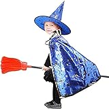 Anzmtosn Halloween Kostüme Hexen Zauberer Umhang mit Hut Zauberer Cape und Hut Kinder Kinder Kostüm Cosplay Kostüm für Kinder Kleinkinder Kinder Jungen Jungen/Mädchen