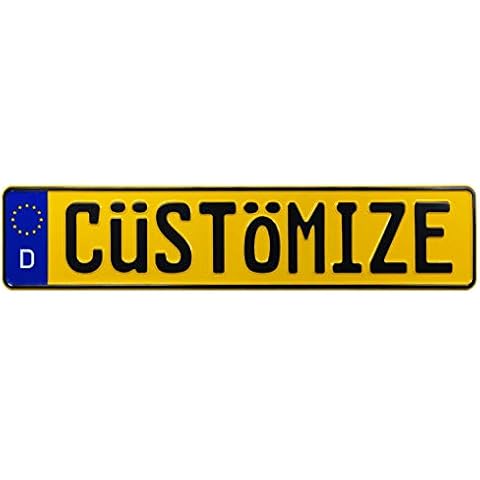 Custom Yellow German License Plate (Plate with Black Text) Cover