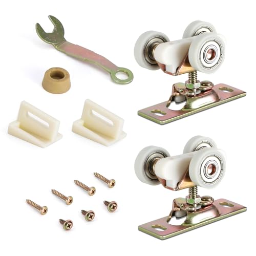 Juego de rodillos de repuesto para puerta corrediza superior, accesorios de rueda giratoria silenciosa para sistemas de puerta de pantalla y armario, rodillos de suspensión superior, montaje de rueda