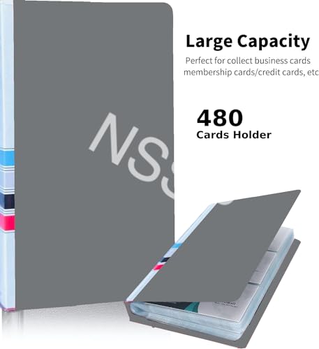 Image of Business Card Holder, Debit /Credit /Business /Visiting Name Id Card Holder Book Case Organizer File - 480 Pockets(Pack of-5)-Grey color