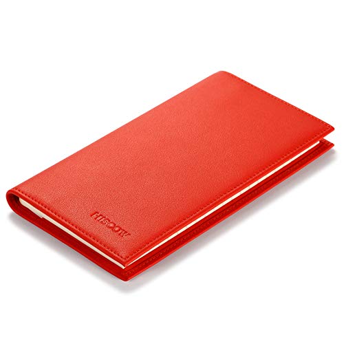 Image of HISCOW Minimalist Checkbook Cover - Full Grain Leather (Premium Scarlet)