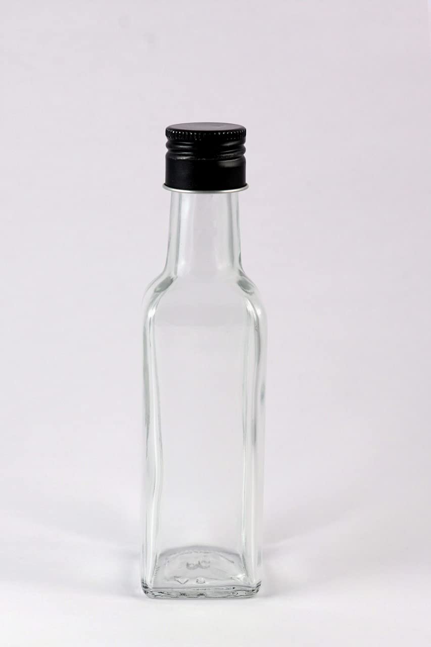 100ML Multipurpose Empty Glass Refillable and Transparent Square Bottle with Black Cap and Inner Stopper for Home,Travel,Beauty,Makeup,Essential Oils,Bath Salts etc. Clear, Set of 2PCS-image-24