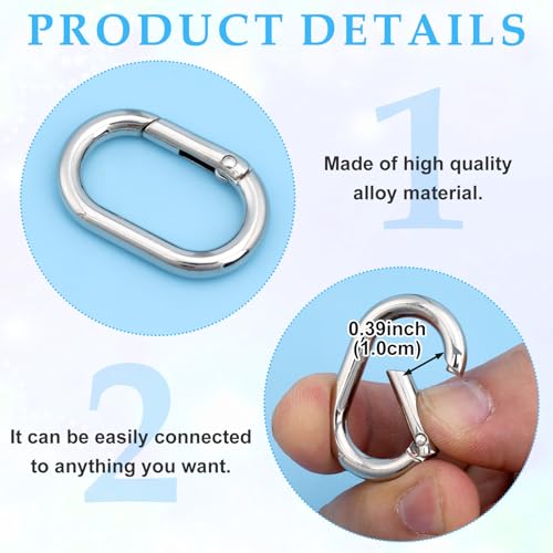 Image of Oval Spring Ring Clips, Metal Keyring Purse Clip