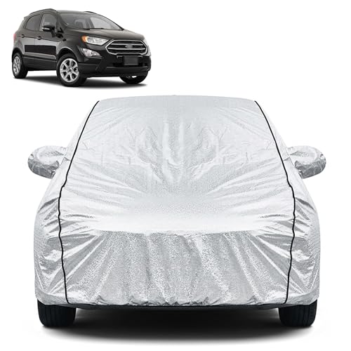 Image of Waterproof Car Cover for Ford Ecosport | Dustproof, UV Resistant & Scratch Protection | Soft Cotton Lining | Triple Stitched | Mirror Pockets & Elastic Fit | Silver