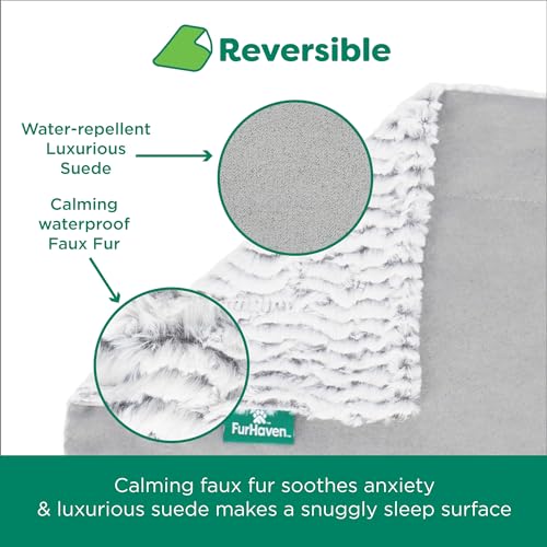 FurHaven Cobertor impermeável para cães – Pele sintética de bétula e camurça calmante para animais d