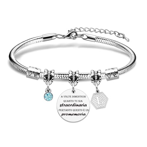 Ispirativo regalo Bracciale, argento A-Z 26 lettera iniziale ciondolo Braccialetto