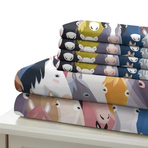 Parure de lit cheval 3D en microfibre avec 2 taies 135x200cm