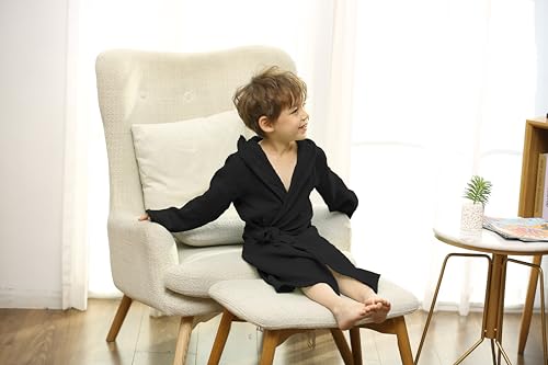 Image of TADO MUSLIN Organic Cotton Toddler Bathrobe, Soft and Breathable Baby Robe for Kid, Boy& Girl Hooded Robe Muslin