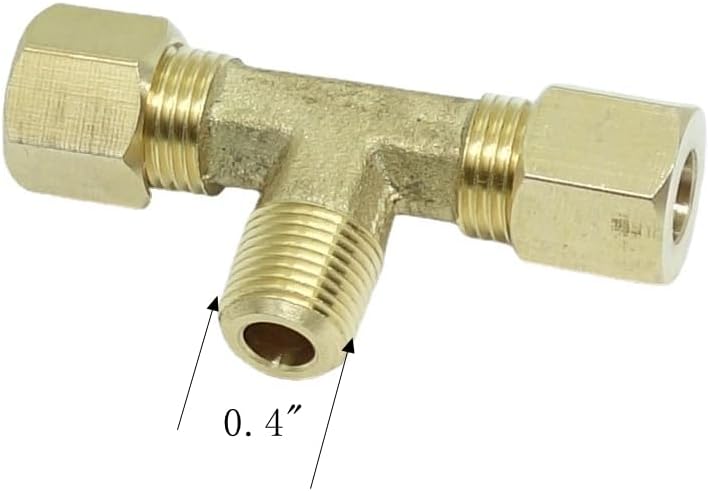 3 Pcs Brass Branch Tee Compression Fitting,1/4" OD x 1/8" NPT x 1/4" Tube OD, Male Branch Tube Connector