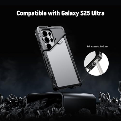 Image of NEEWER S25 Ultra Phone Cage, Mobile Video Rig Phone Stabilizer with 67mm Filter Adapter, 17mm Lens Backplate, T Mount Lens Adapter, Compatible with Samsung Galaxy Moment T Series Lenses, PA082