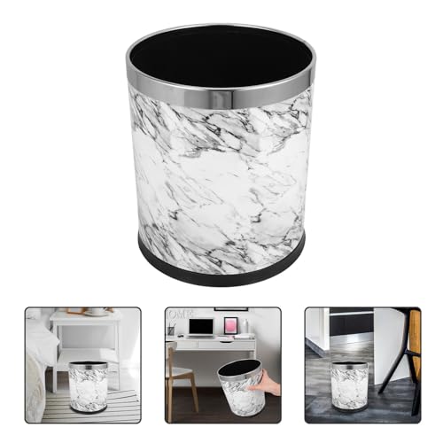 Bote de basura redondo acero 10 L con tapa blanco miniatura 7
