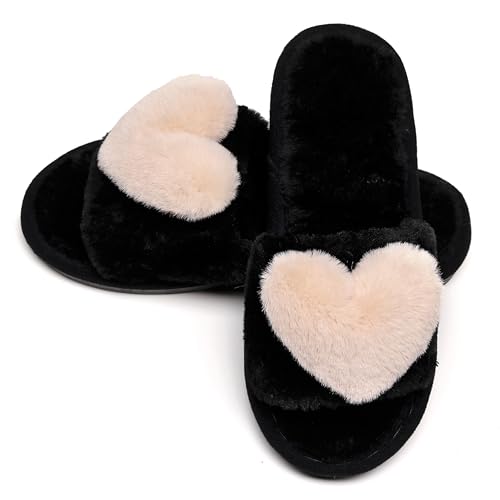 Crazy Lady Women's LOVE Fuzzy Memory Foam Slippers