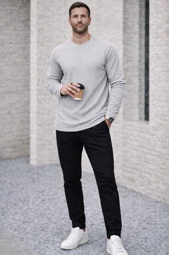 Image of Mack Jonney Men's Striped Ribbed Black Full Sleeve T-Shirt | Premium Soft Stretch Fabric | Casual Wear Round Neck Tee-M6265
