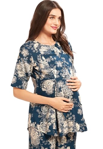 Image of AV2 Women Rayon Printed Maternity Top & Pyjama Set -4050