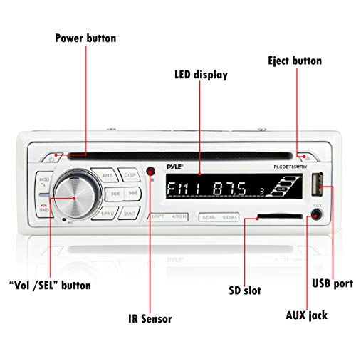 Marine Stereo Receiver Speaker Kit - In-Dash Lcd Digital Console Built-In & Remote Control - Pyle Plcdbt85Mrw & Hydra Marine Amplifier Upgraded Elite Series 400 Watt 4 Channel Audio Amplifier Plmra402 #TOP2