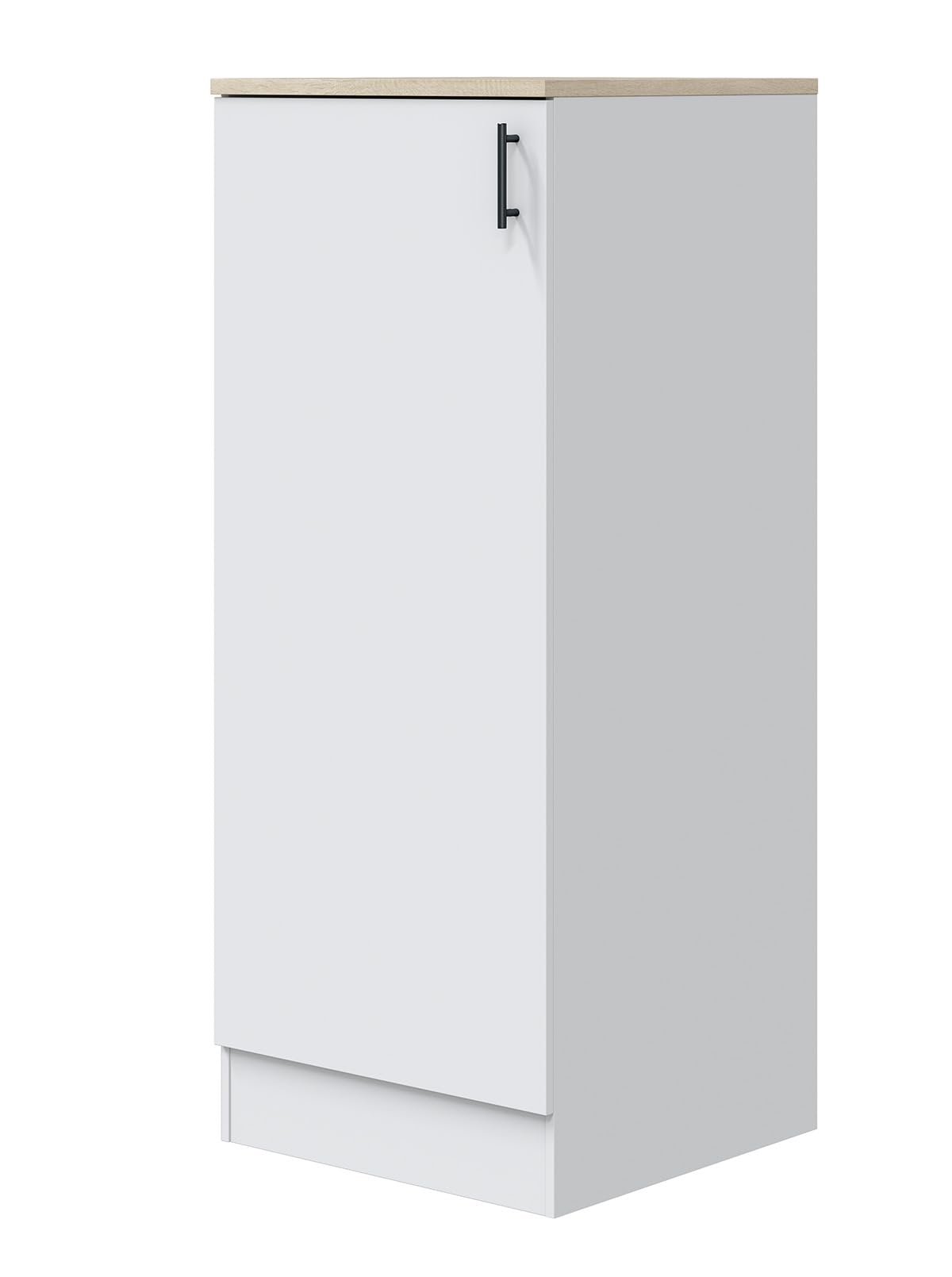 PEGANE - Colonne Armoire de Cuisine avec 1 Porte Coloris Blanc Brillant/Chêne Canadien - Hauteur 148 x Longueur 60 x Profondeur 60 cm