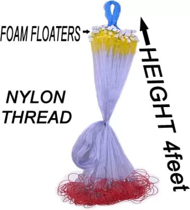 Image of PURKAIT Fishnet 3 Finger 70mm GILLNET Lead Sinker, Height 5F, UP Lenght 50F, Down Lenght 100F Fishing Net