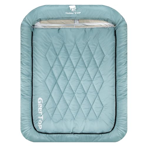 Image of GEERTOP Queen Size Double Sleeping Bag with Blanket for Camping Couples Two Person Adults, Removeable Top Cover 4 Season Backpacking Hiking