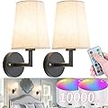Wall Sconce Battery Operated Wall Light Fixure with Remote Control, Dimmable Battery Operated Wall Sconces Set Of Two, Indoor Wireless Wall Mounted Lamp with Rechargable Bulb For Bedroom Living Room (