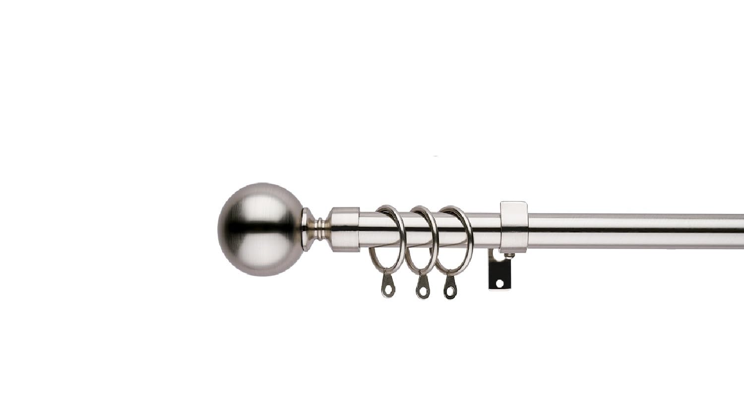 Boom Jog Satin Nickel Curtain Poles Extendable Curtains Pole 120 Cm To 300 Cm Adjustable Curtain Rod With Metal Ball Finials Rings Brackets For Curtain Tracks